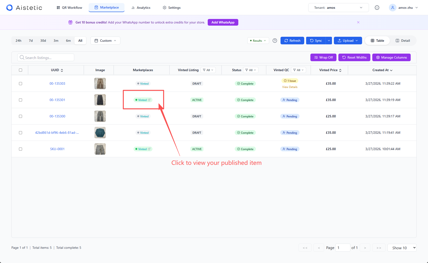 View Published Items