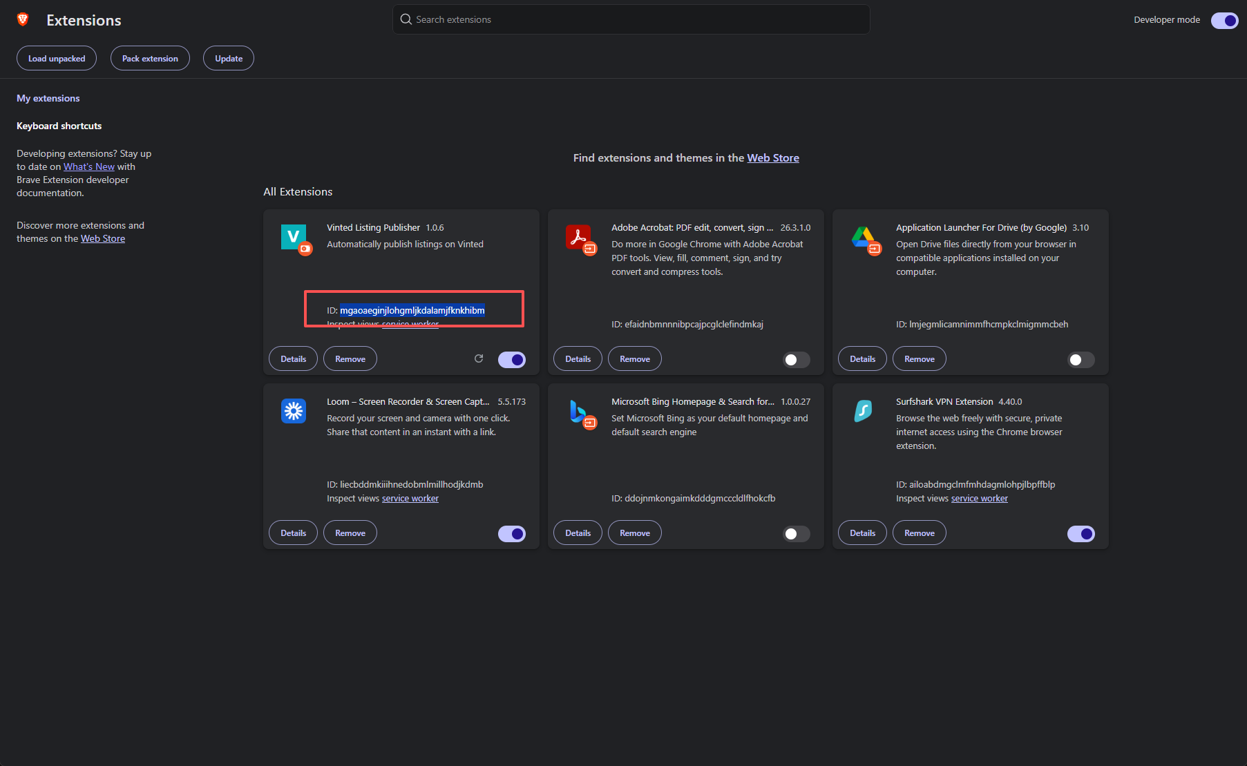 Find Extension ID